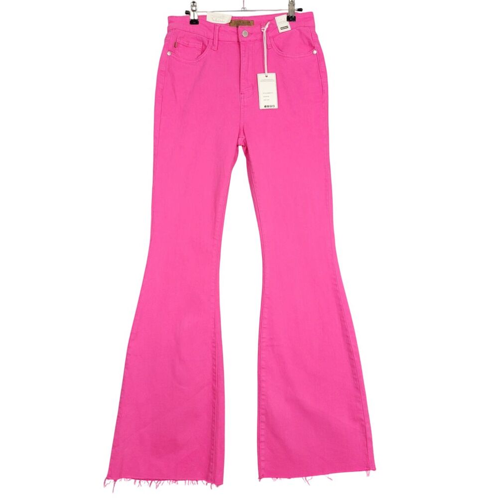 NWT JUDY BLUE JB88618 She Gone Country Pink Flare High Rise Jeans SIZE 9 29